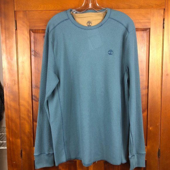 NEW -Timberland Cozy Thermal Long Sleeve Waffle Knit Muscle Henley Preppy Y2K - Picture 11 of 13
